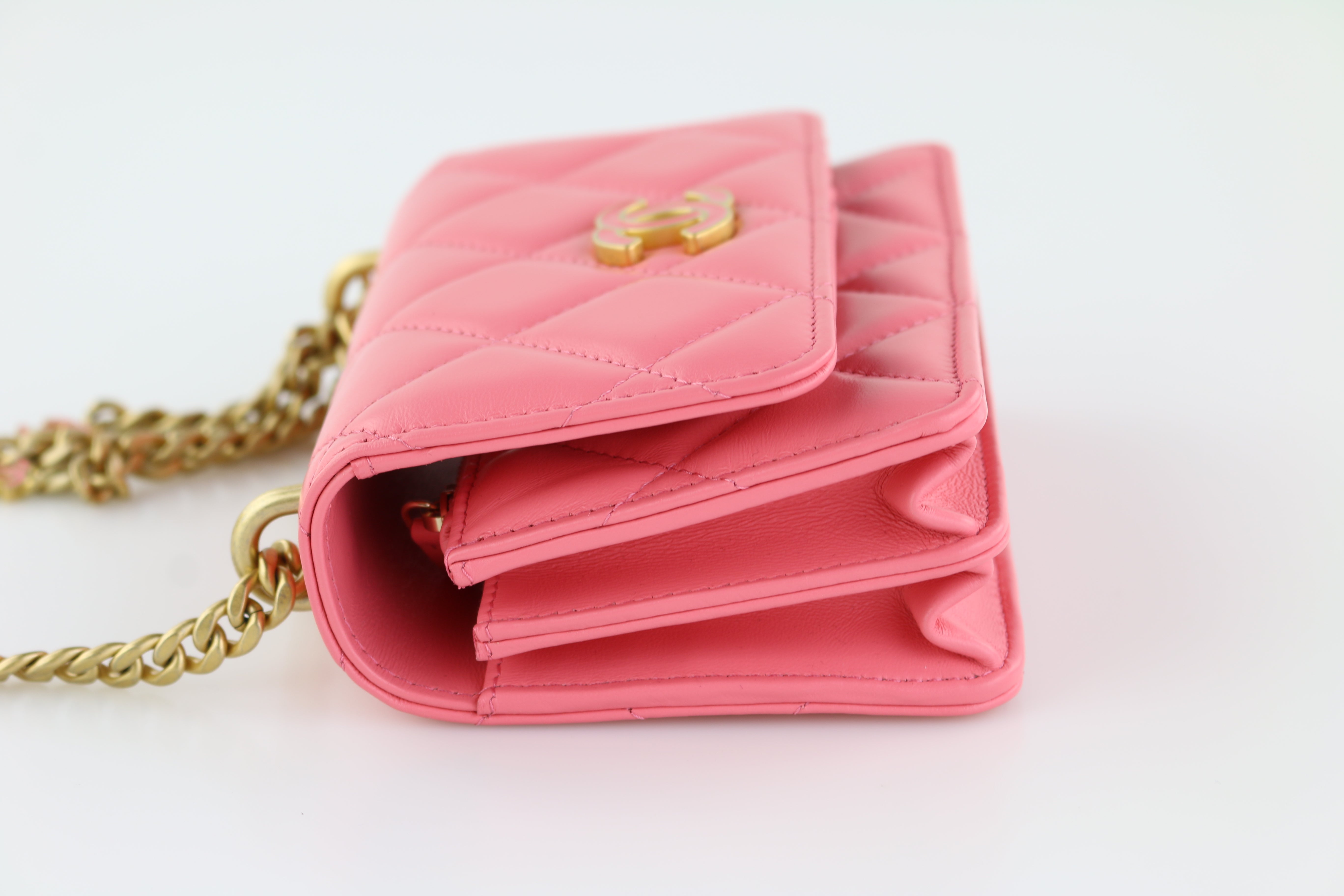 CHANEL, Bags, Chanel Coco Enamel Top Handle Flap Clutch With Chain  Quilted Lambskin Pink