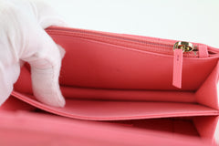 Pink Lambskin Enamel Clutch with Chain