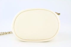 Medium Beige Canvas Pearl Embellished Bucket Bag