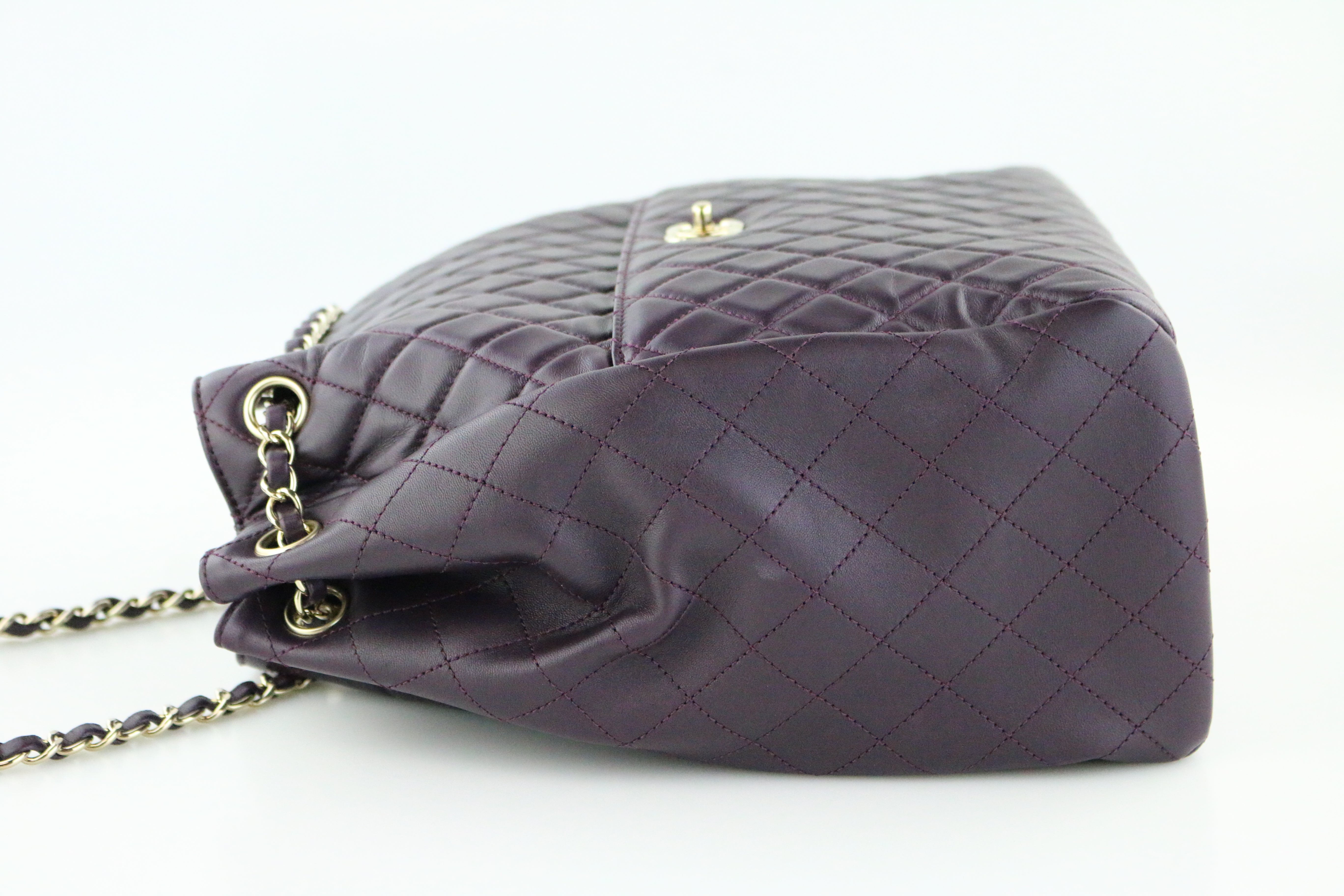 Dark Purple Lambskin Drawstring Bag