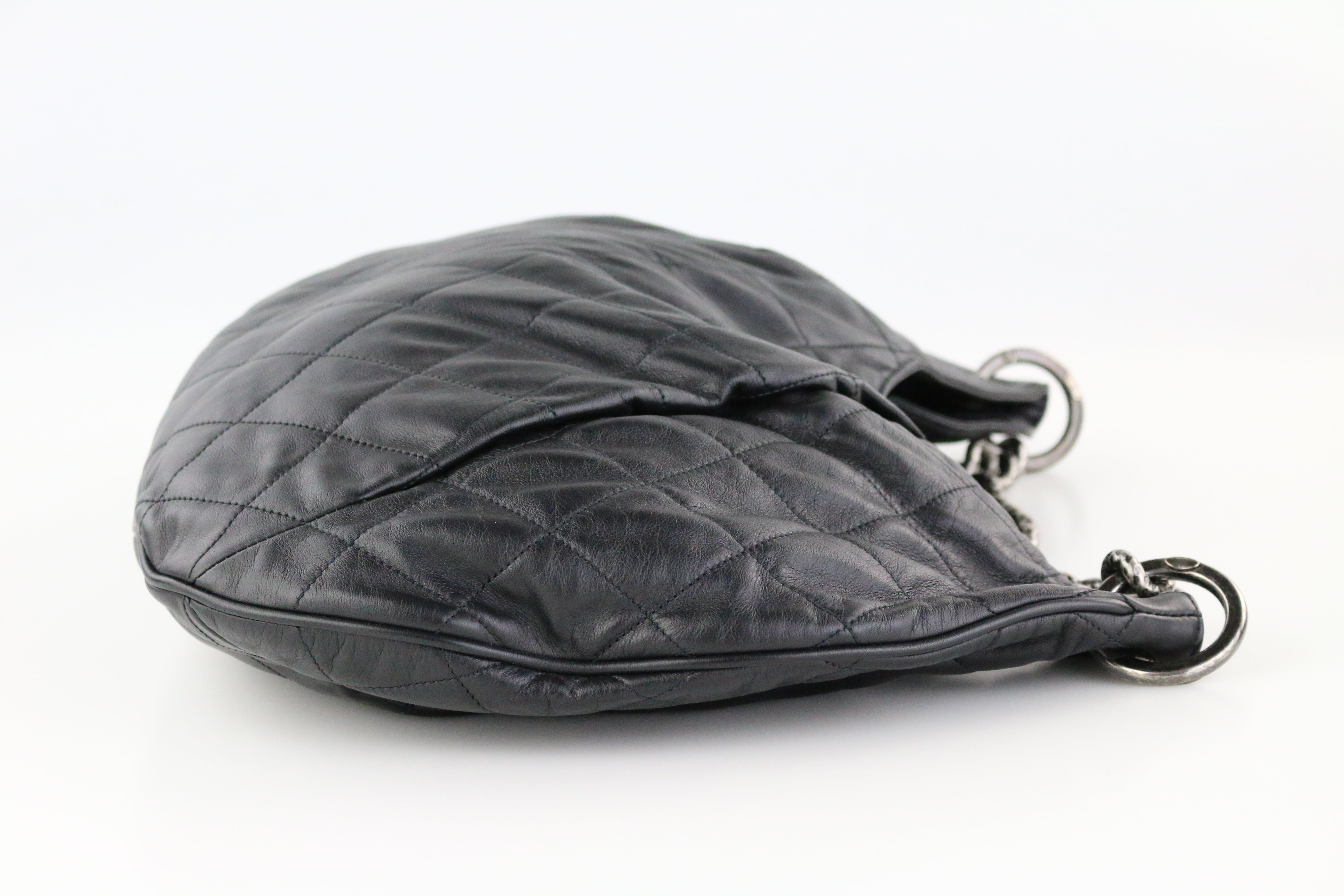 Black Calfskin Coco Pleats Hobo