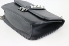 Black Vitello Medium Glam Lock Rockstud Flap