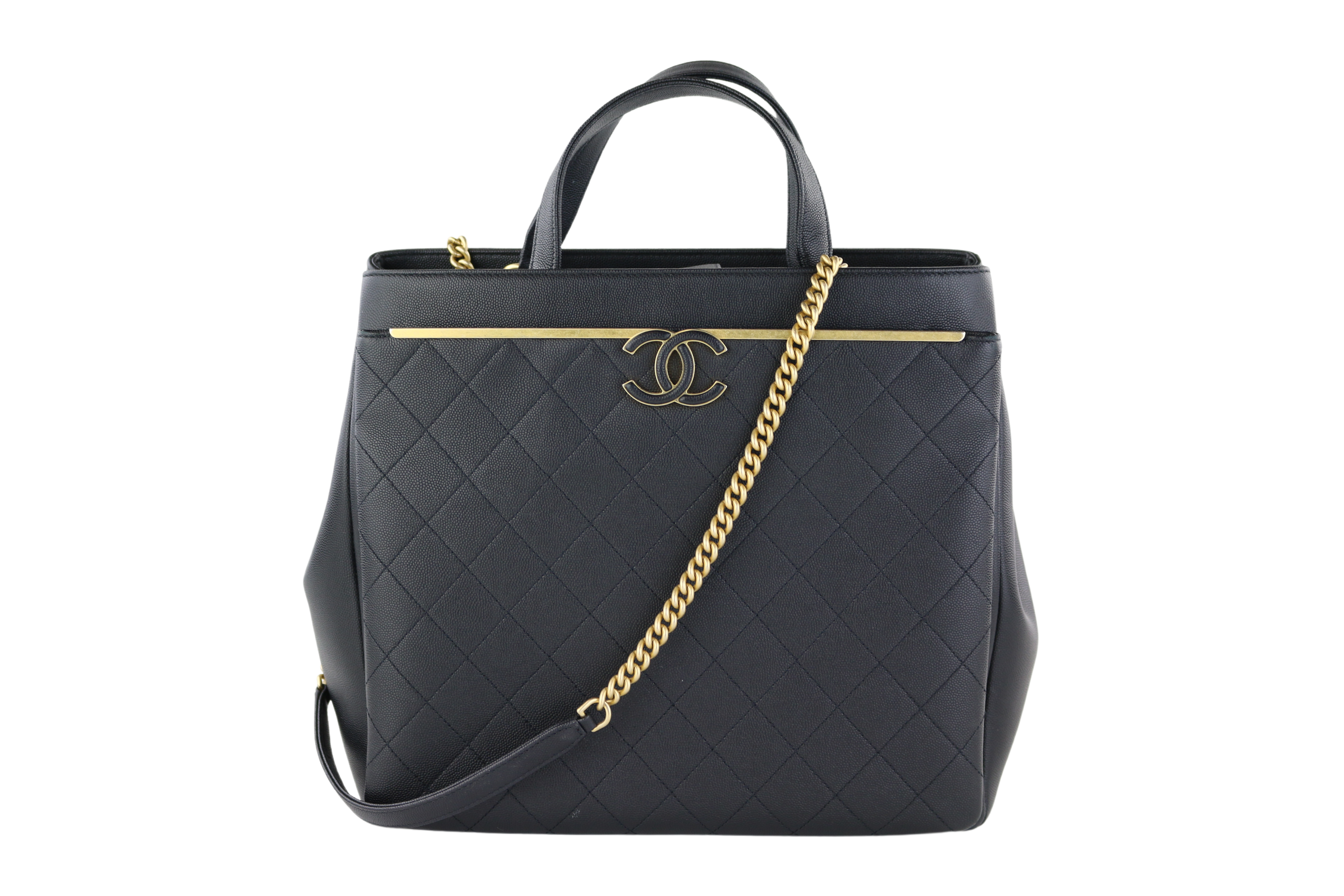 Black Grained Calfskin Large Lady Coco Tote – Opulent Habits