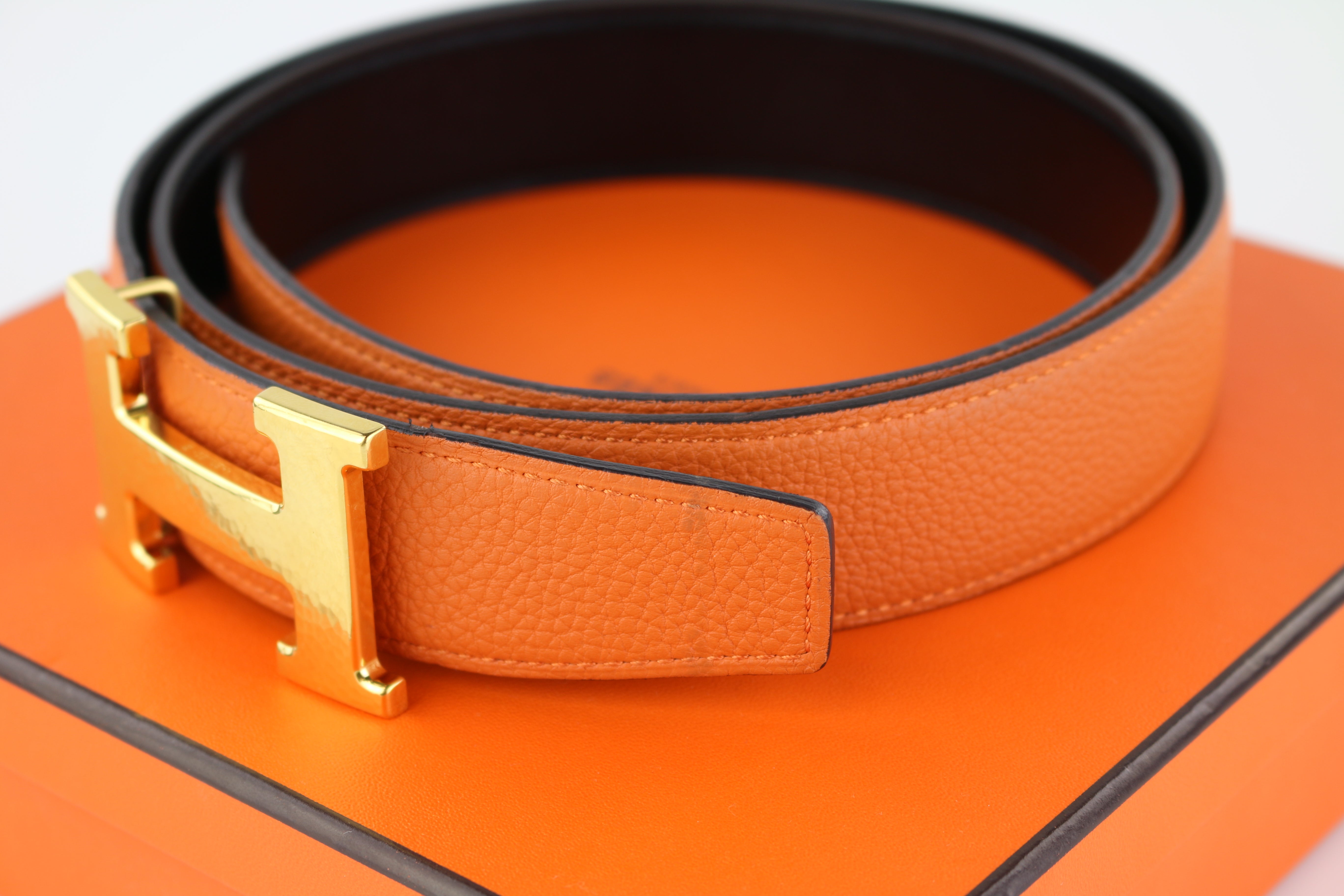 H Martelee belt buckle & Leather strap 32 mm