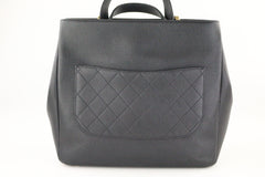 Black Grained Calfskin Large Lady Coco Tote