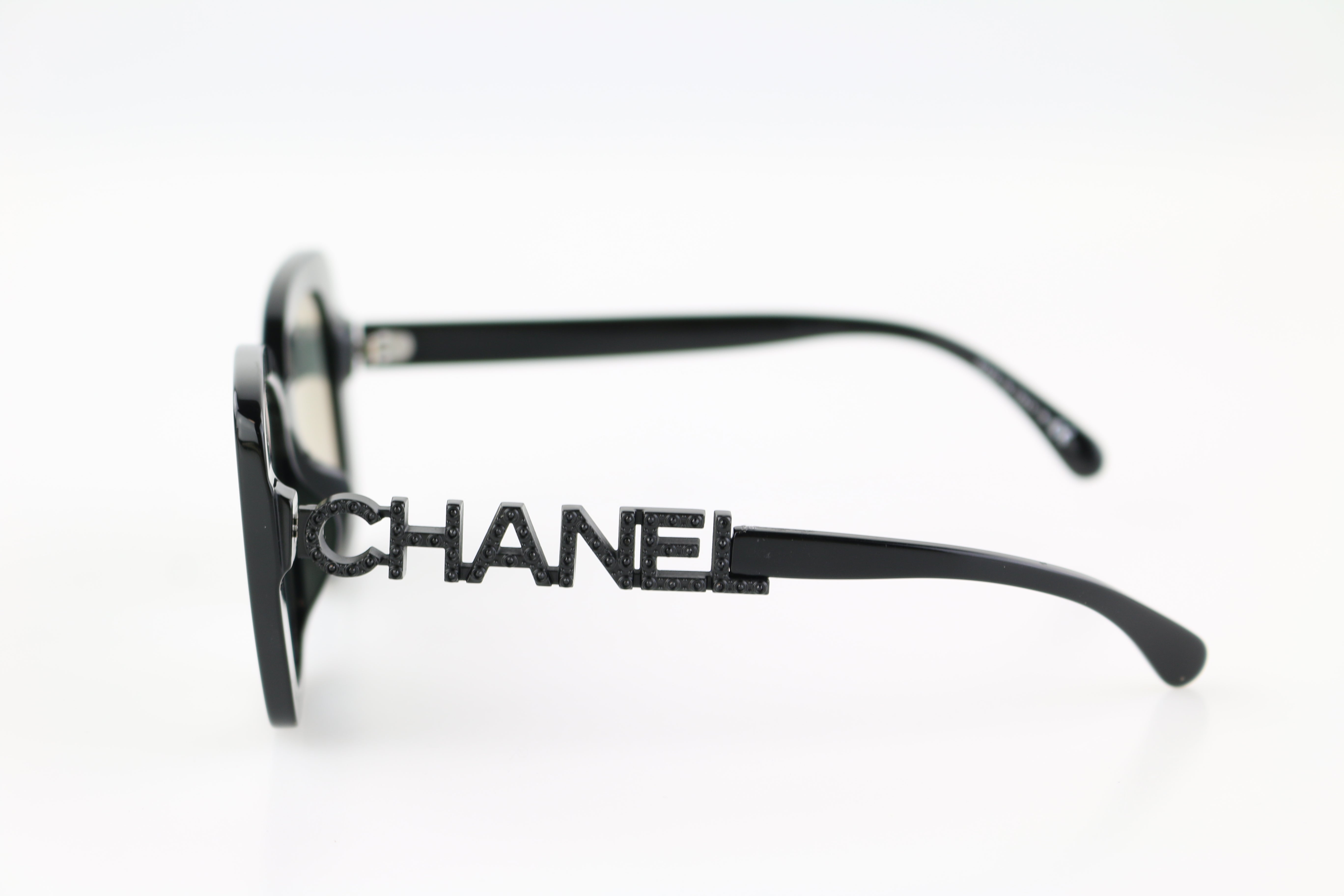 Black Acetate/Strass Square Polarized Sunglasses