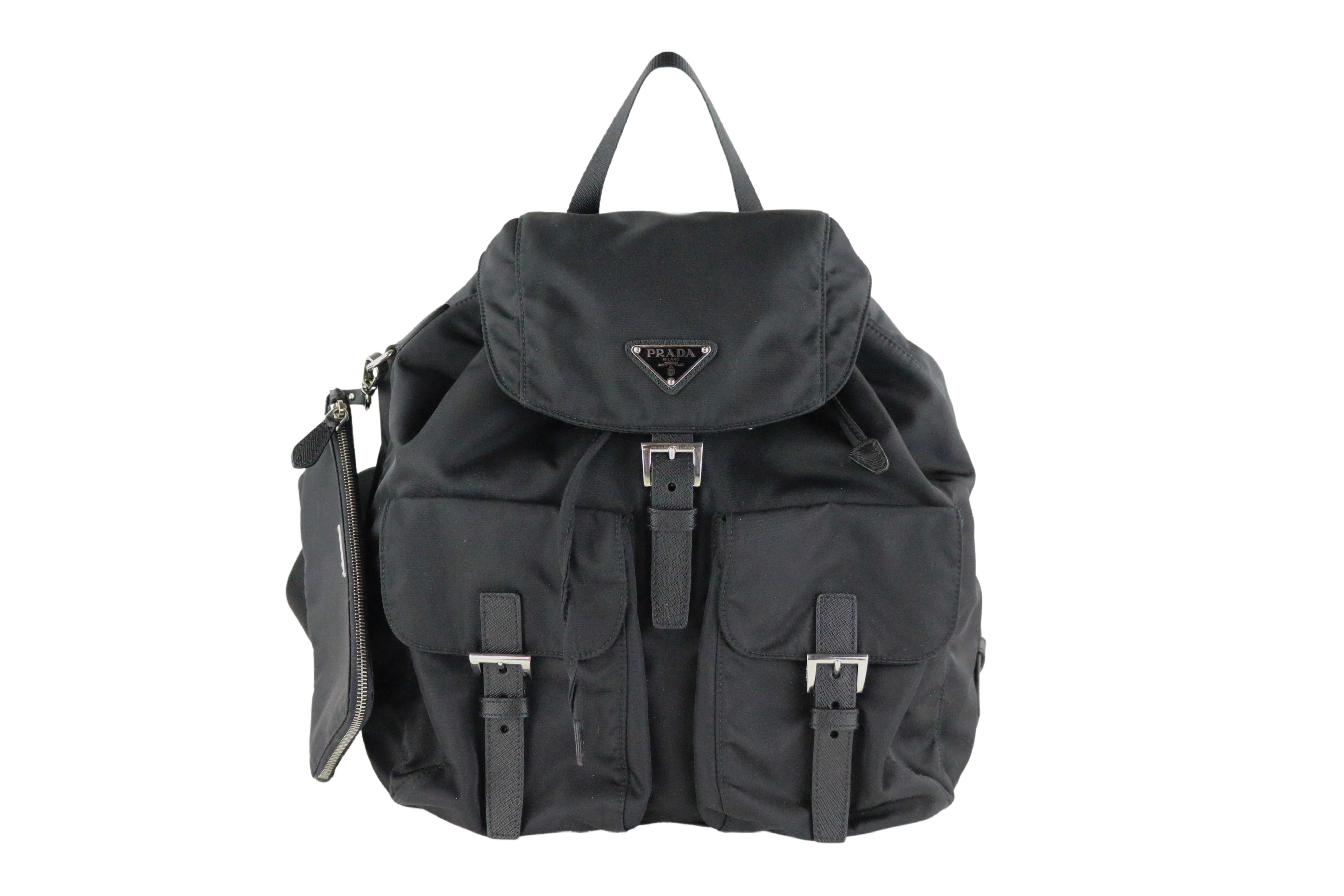 Black Re-Nylon Medium Backpack