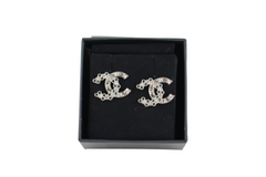 Crystal/Silver CC Stud Earrings