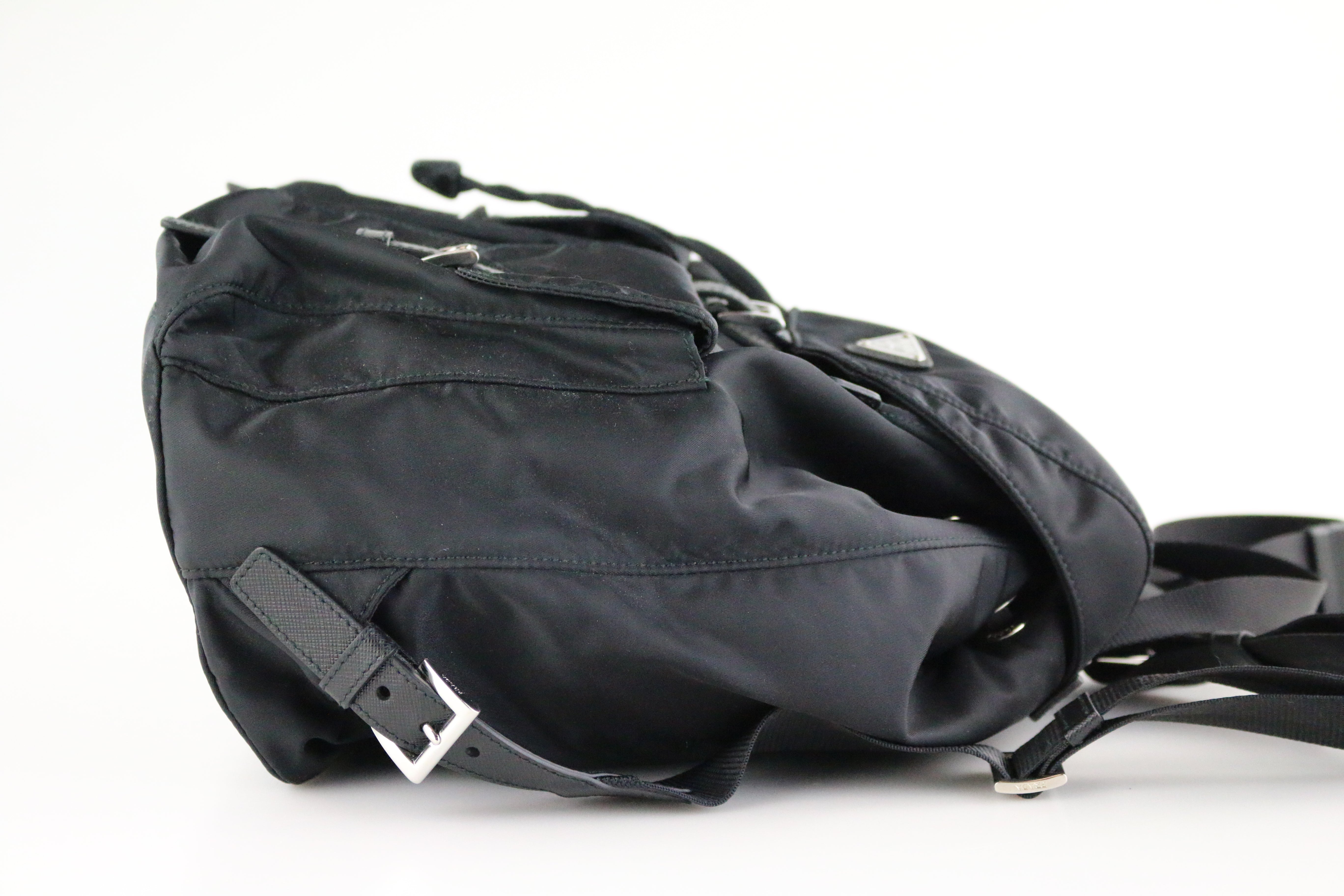 Black Re-Nylon Medium Backpack