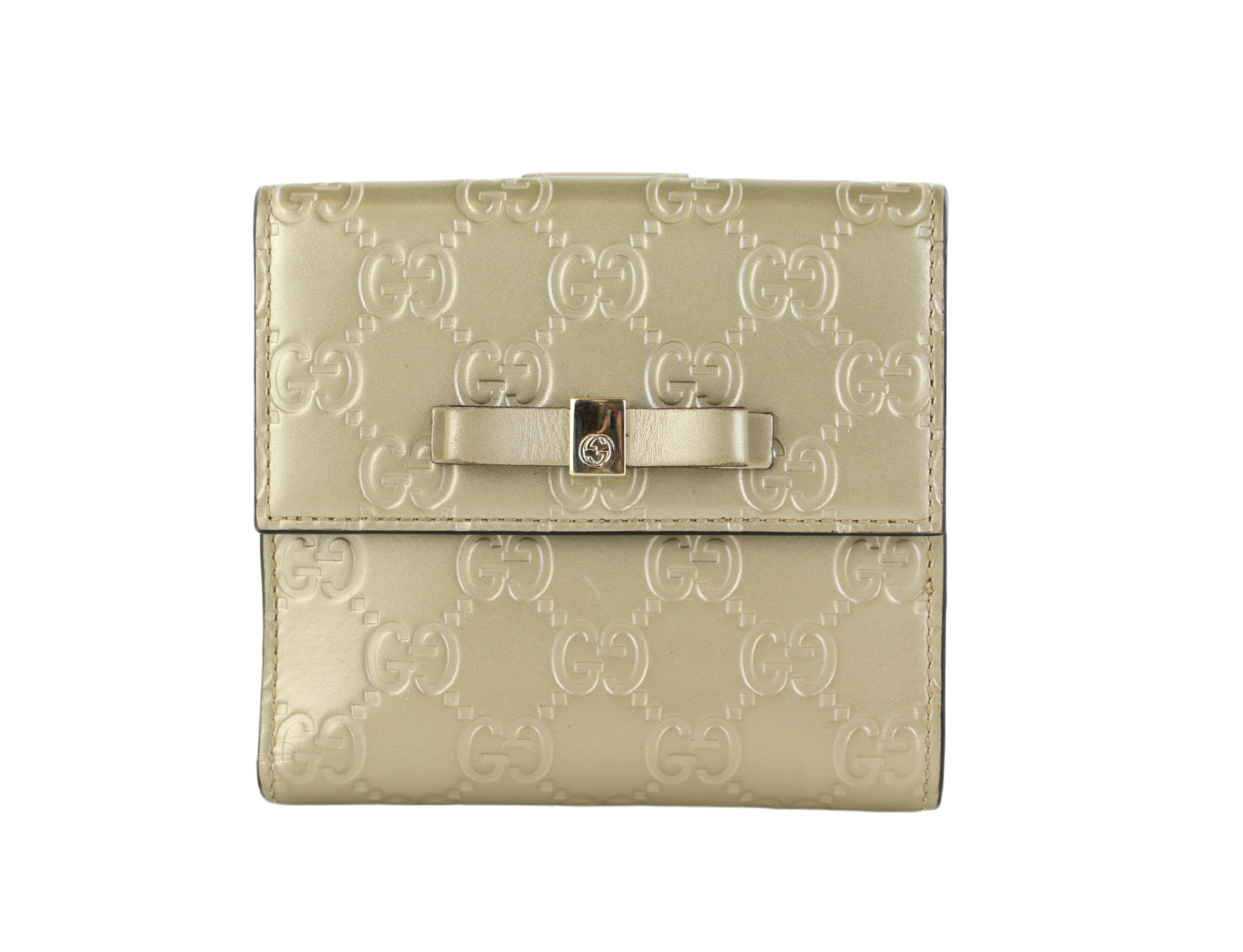 Gold Guccissima Bow Wallet