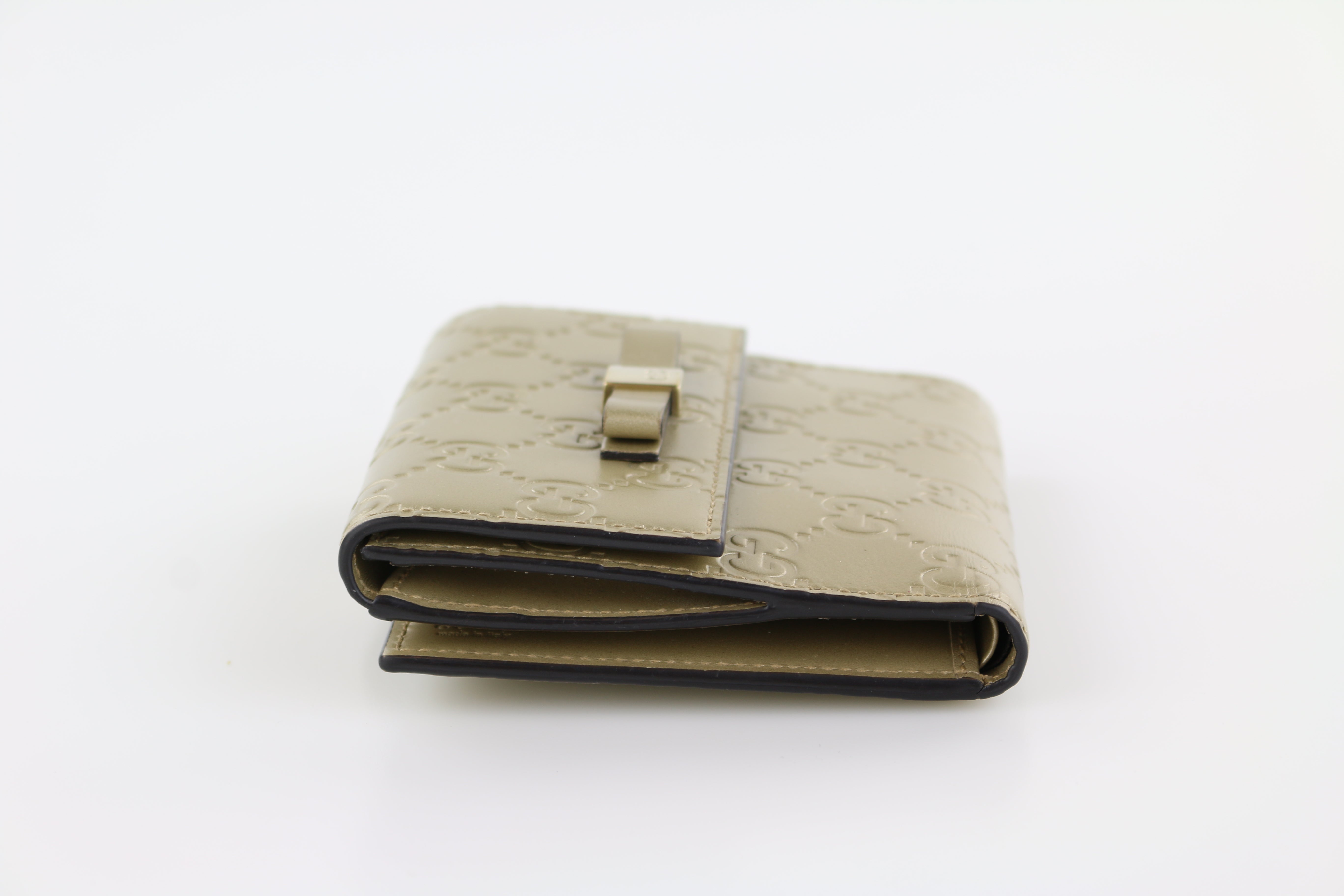 Gold Guccissima Bow Wallet