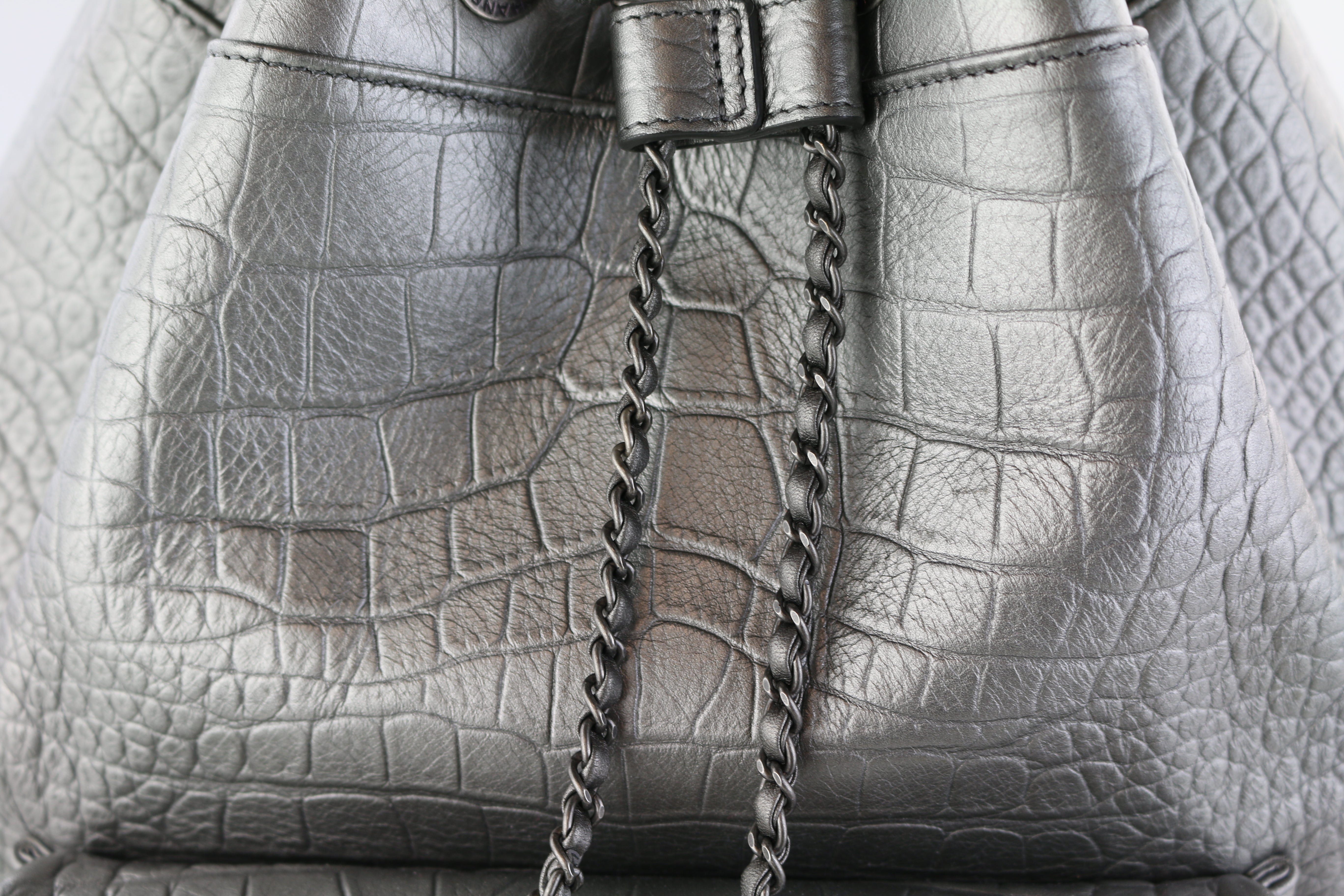 Metallic Silver Large Croc Embossed Backpack – Opulent Habits