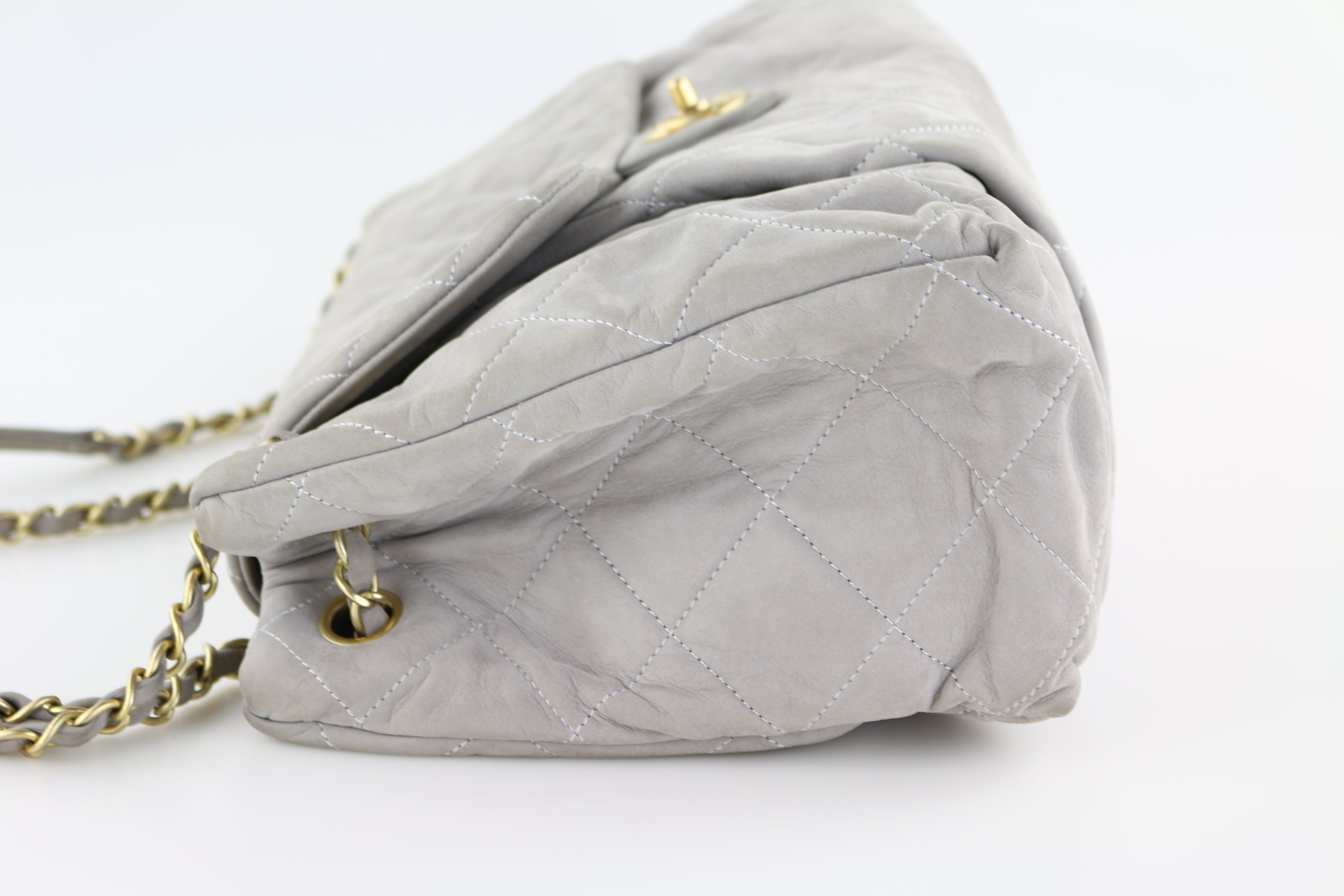 Preloved Chanel Luxe Accordion Flap Shoulder Bag (Silver) Flap Bag
