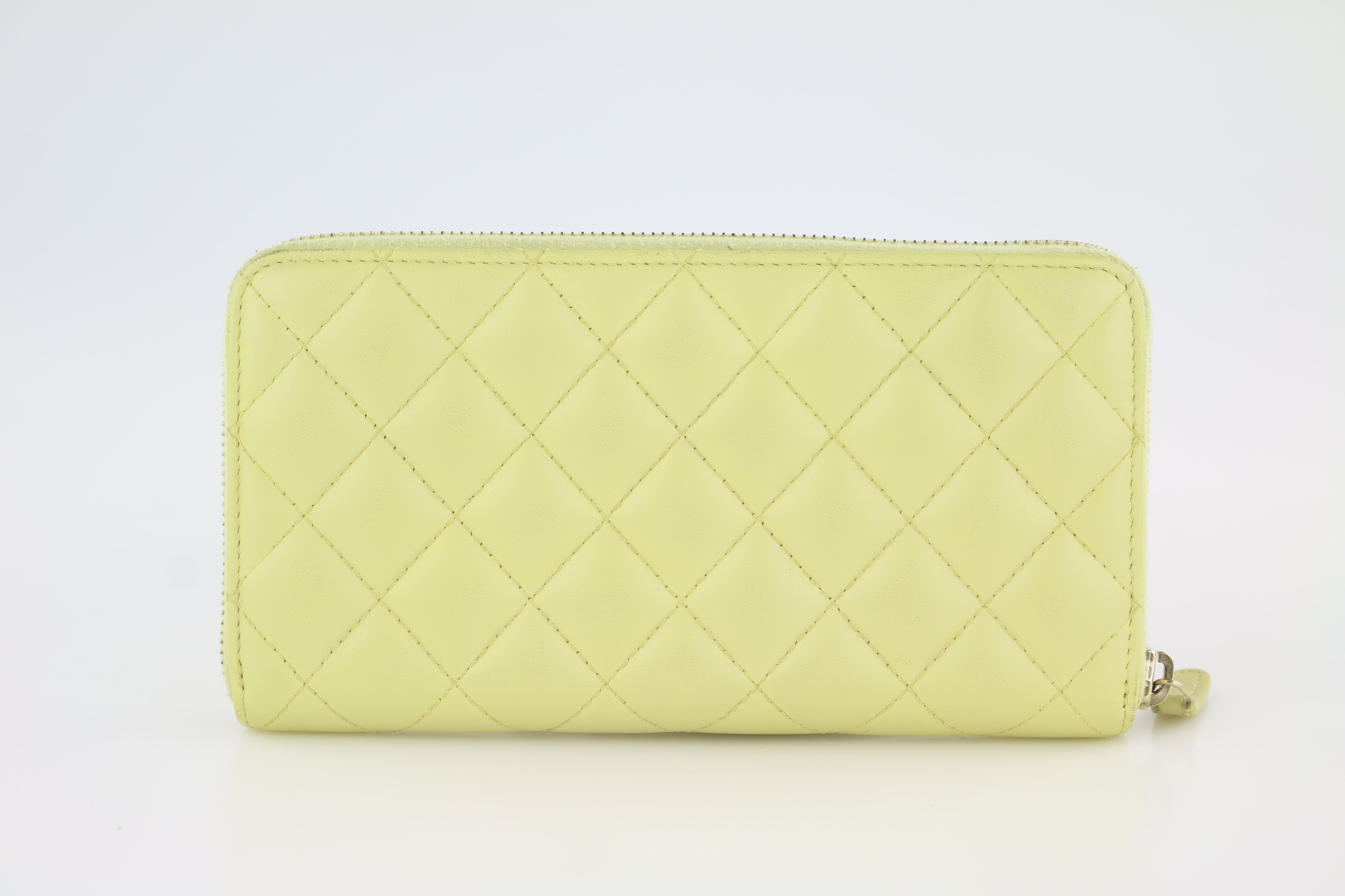 Chanel - Yellow Lambskin Zip Around Wallet