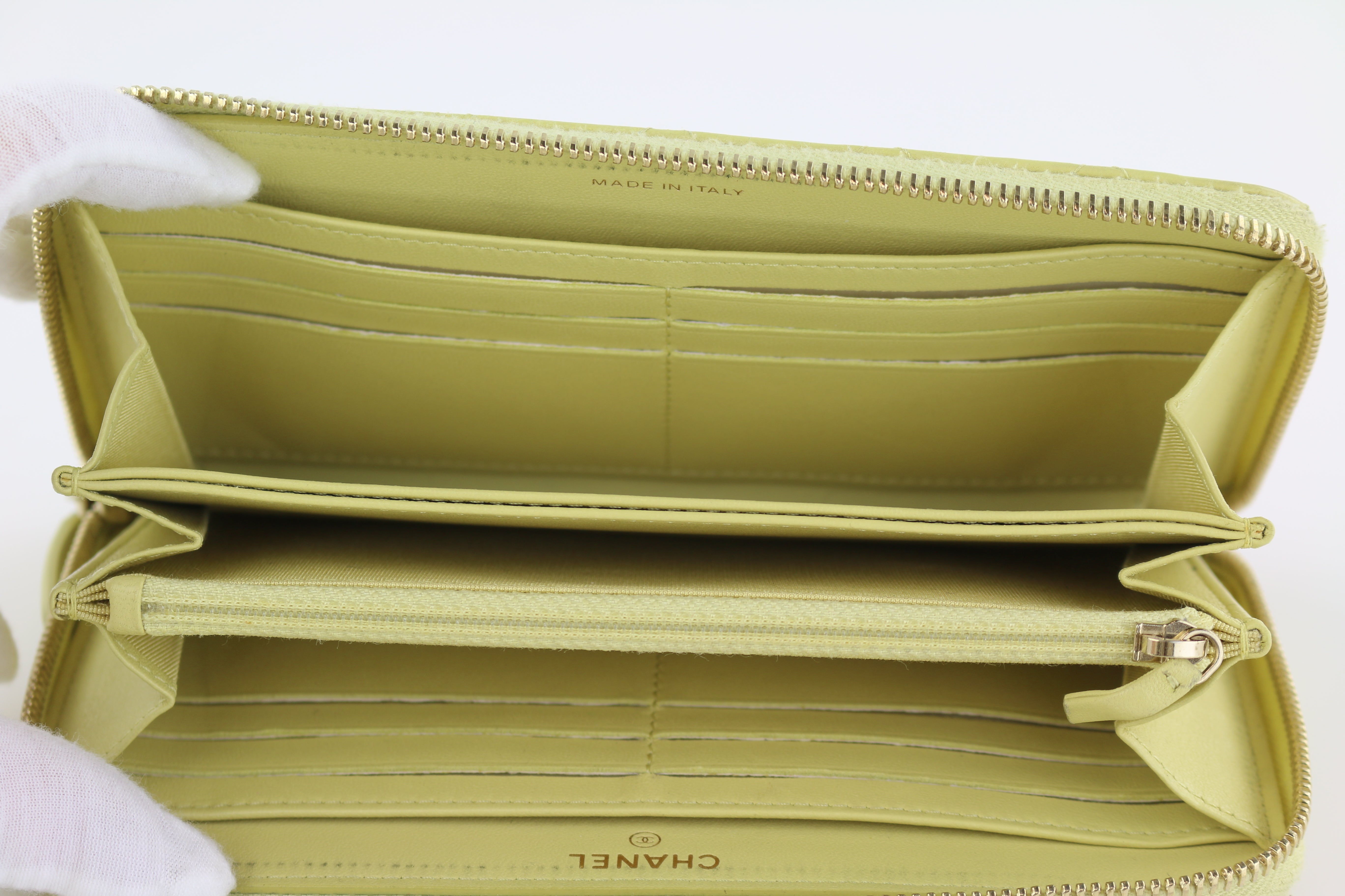 Yellow Lambskin Zip Wallet