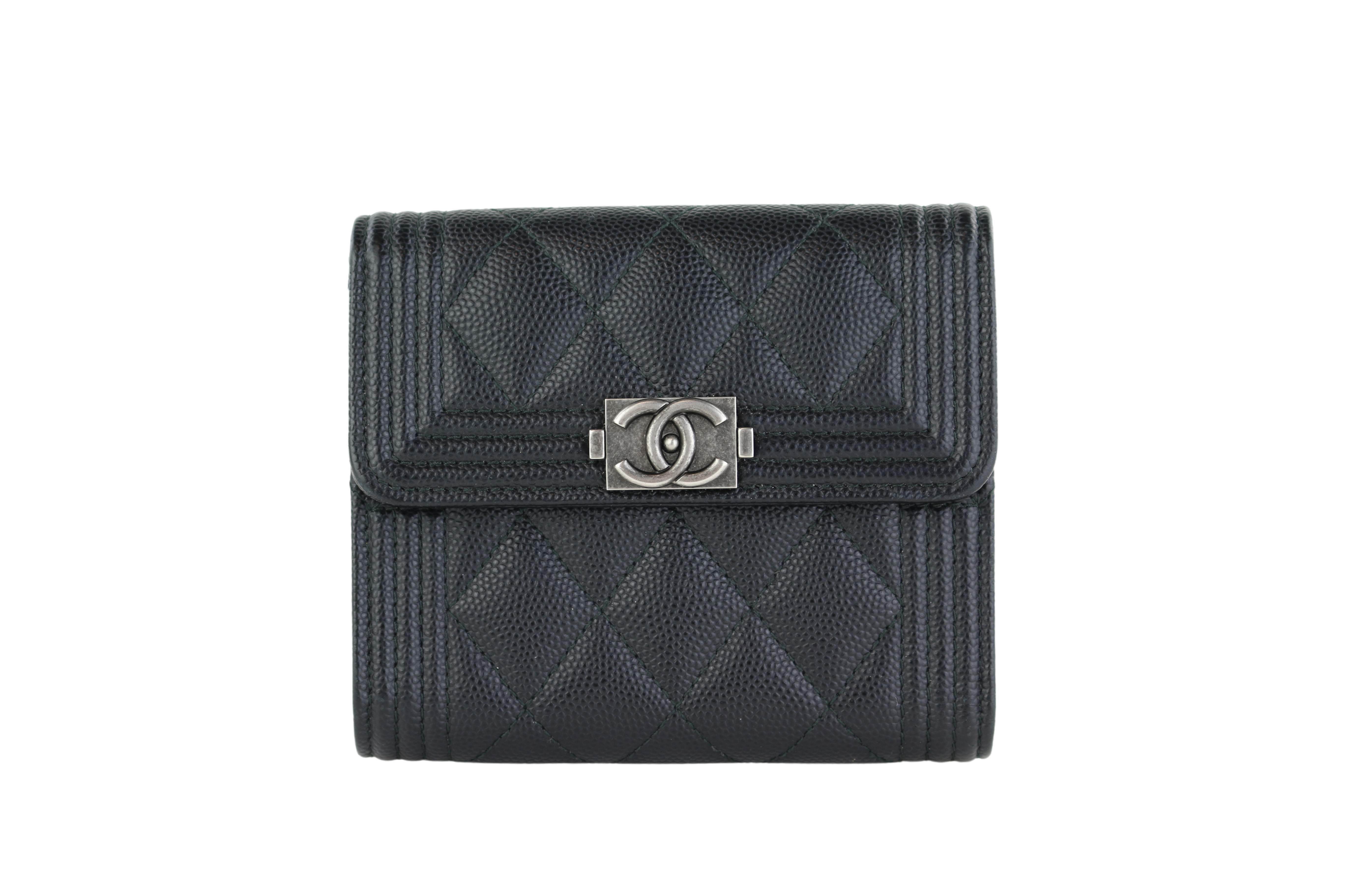CHANEL Caviar Quilted Boy Wallet On Chain WOC Black 230591