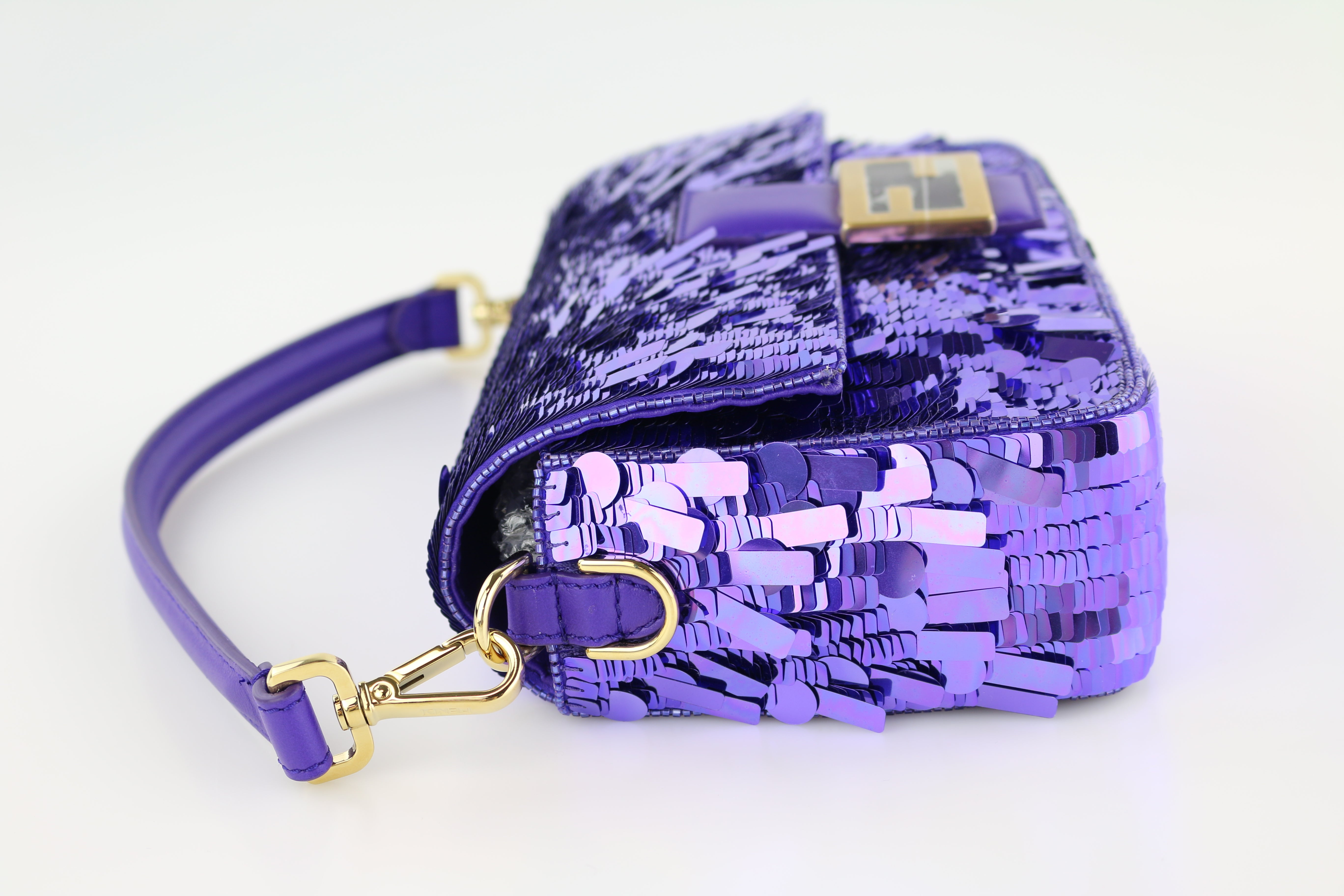 fendi sequin baguette purple