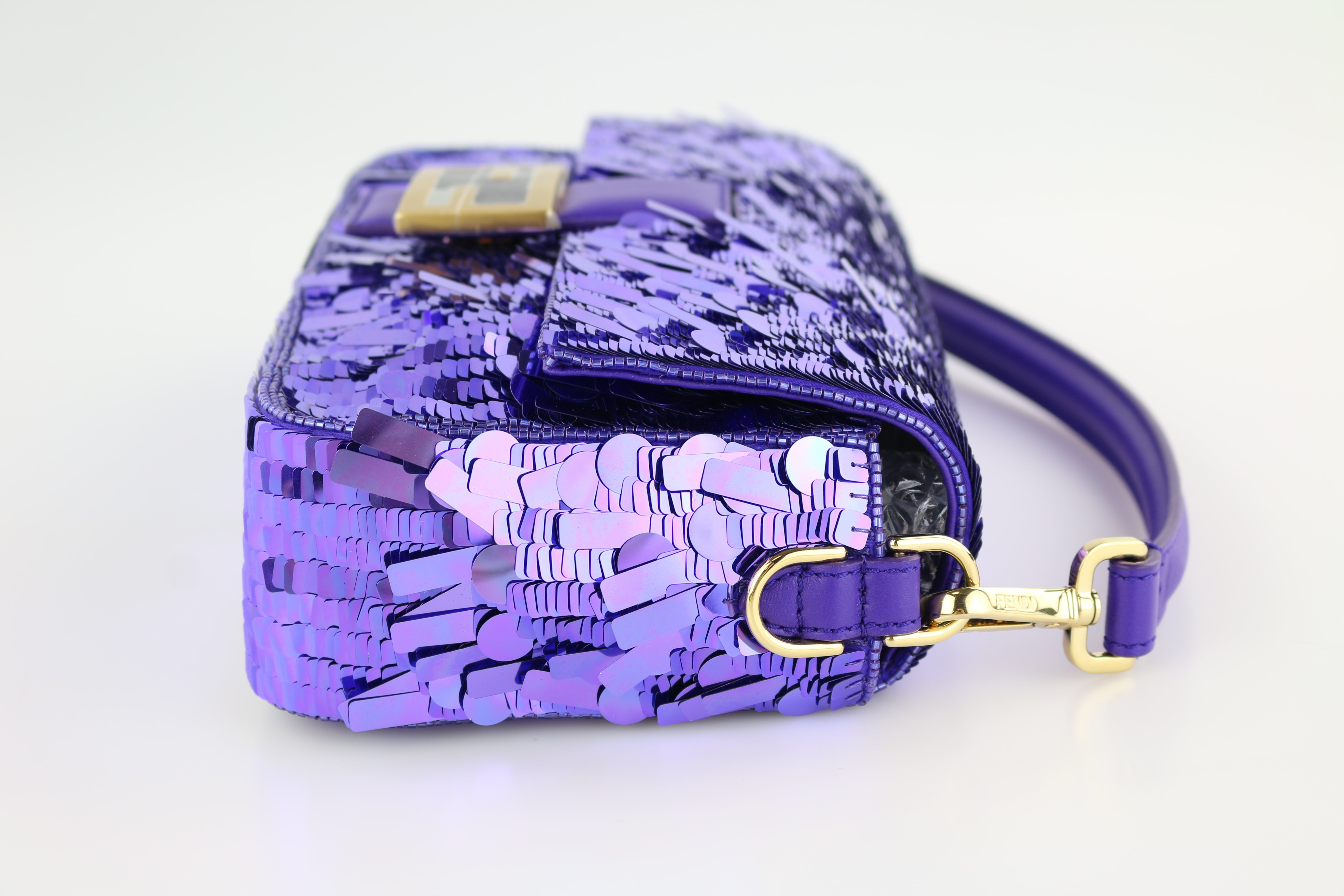 Fendi Purple Sequin Nano Baguette Crossbody Bag Fendi
