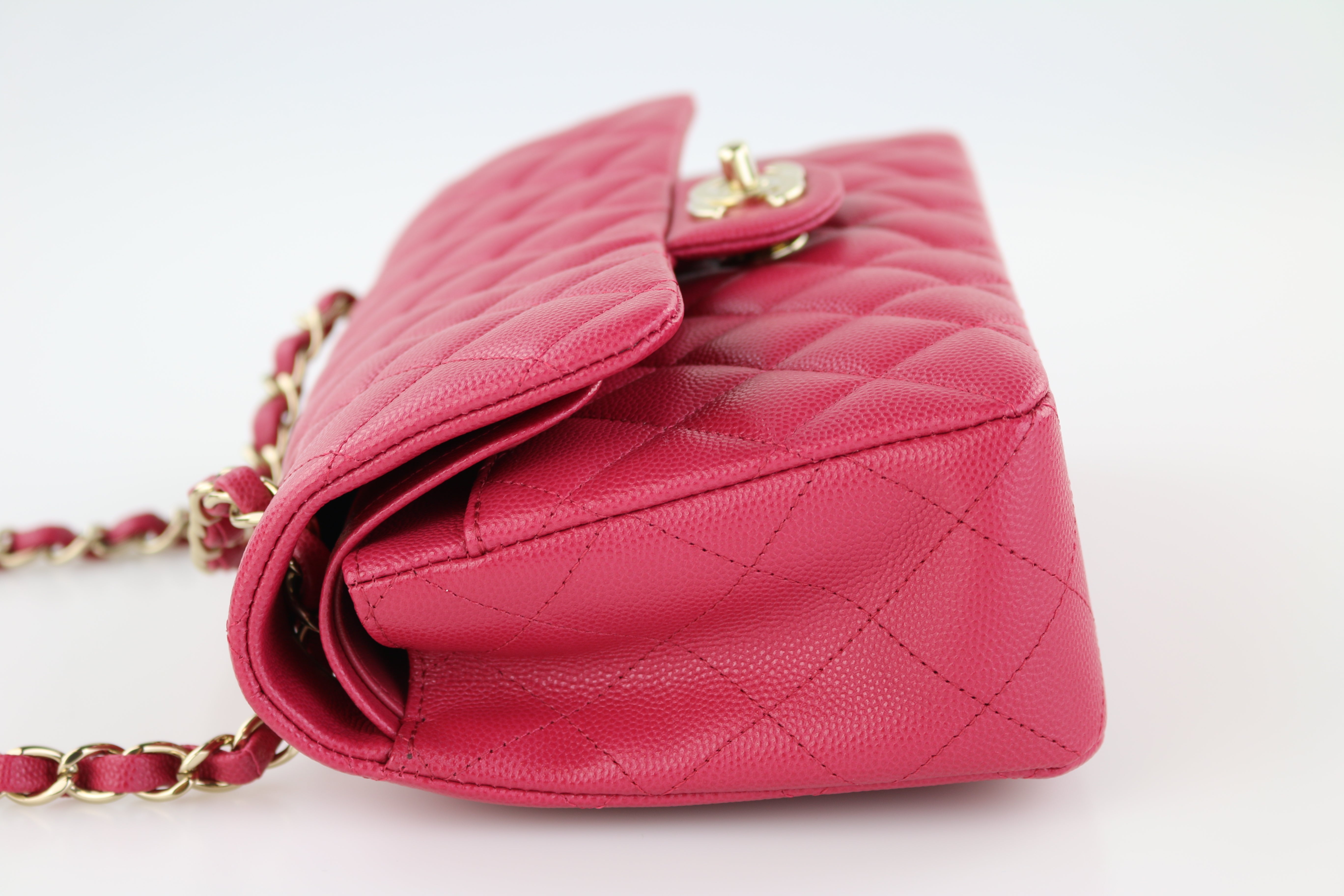 Chanel Pink Quilted Caviar Small Classic Double Flap Gold Hardware