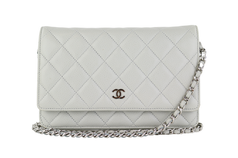Chanel Dark Pink Classic Quilted Glazed Caviar Wallet On Chain (WOC)