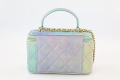 Multicolor Quilted Top Handle Small Vanity Case