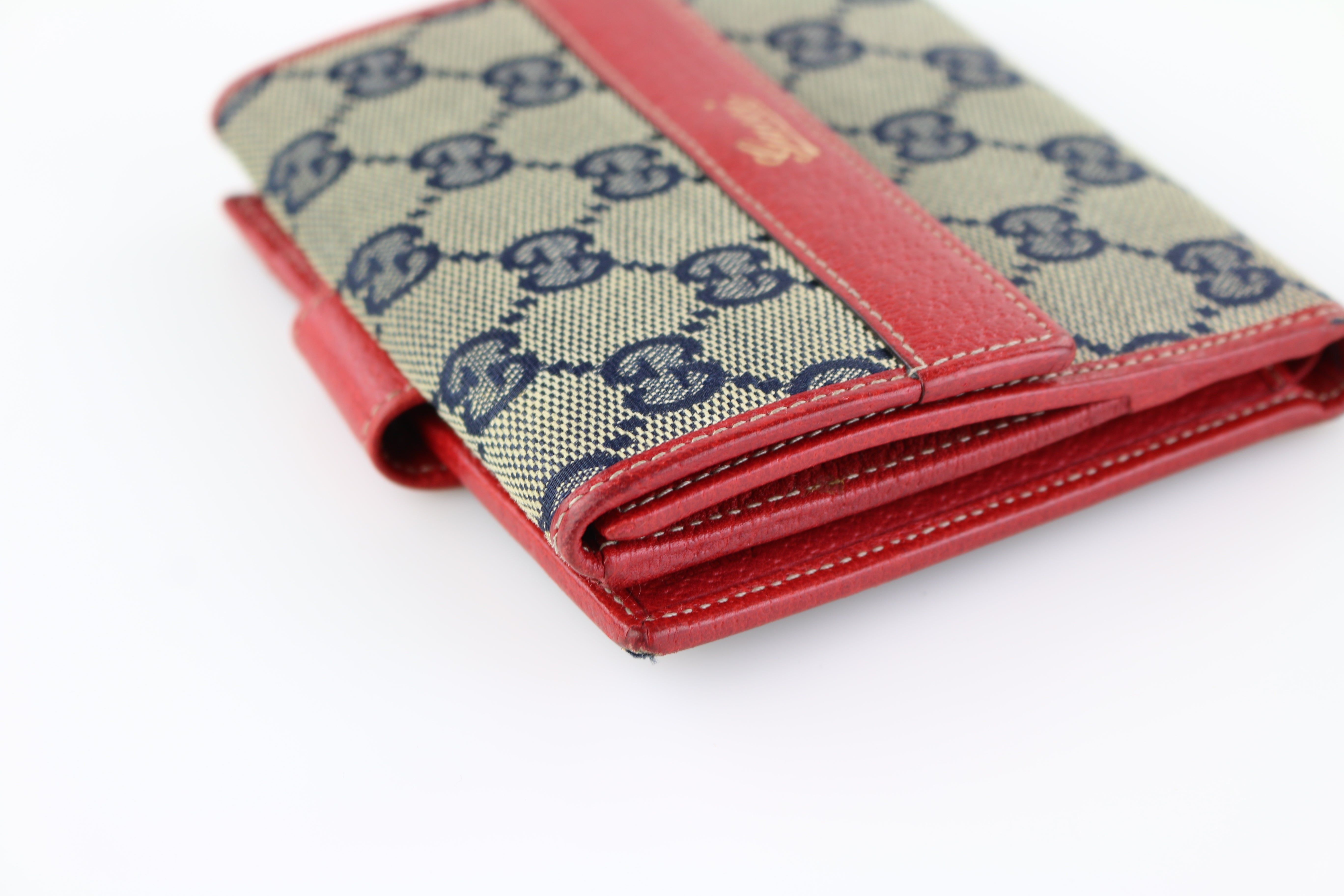 GUCCI wallet 410104 Double Sided GG Supreme Canvas Brown Red Women Use –