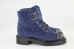 Blue Denim Combat Boots