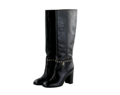 Black Calfskin High Boots