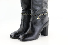 Black Calfskin High Boots