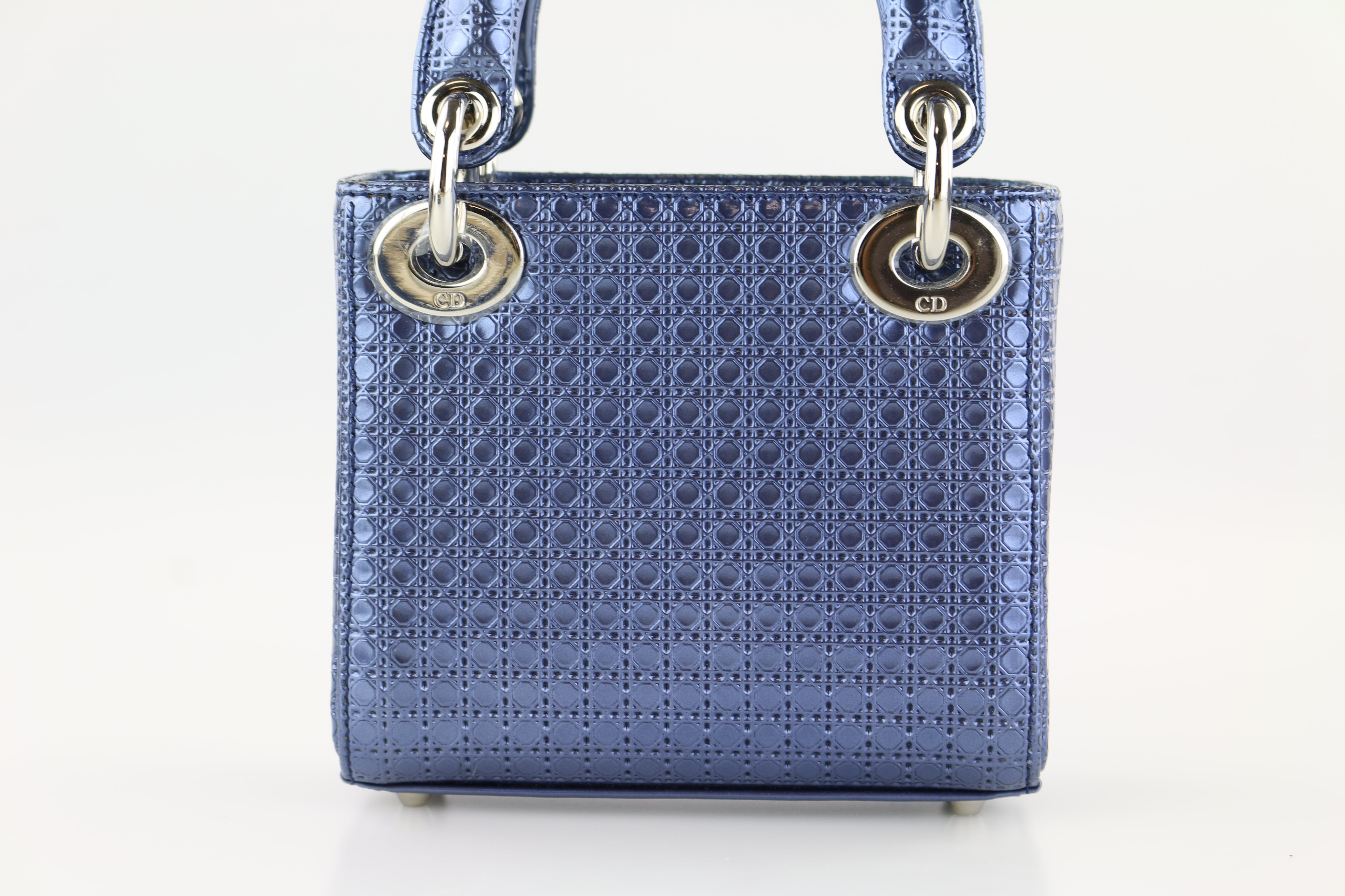 Blue Metallic Perforated Micro Lady Dior