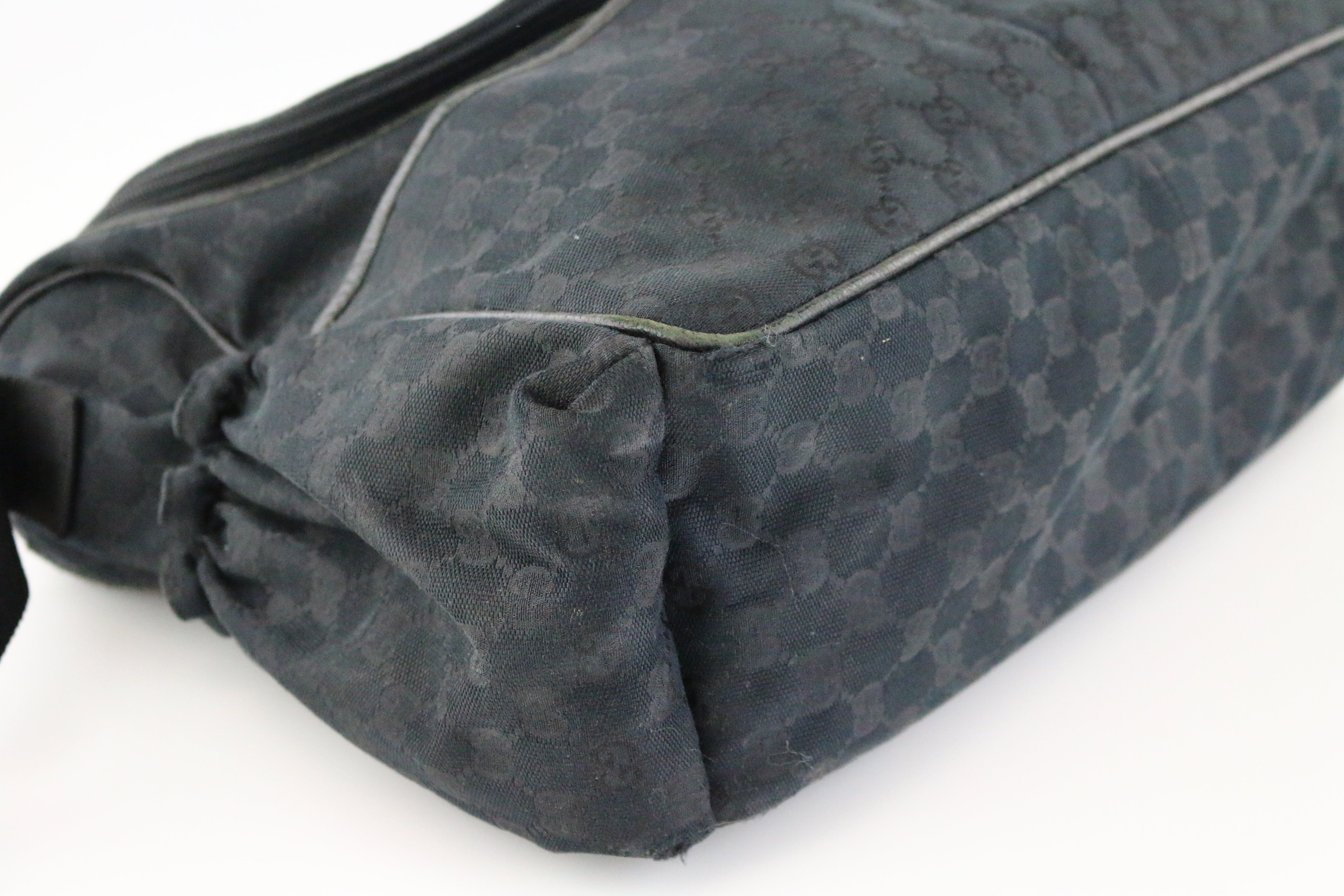 Gucci GG Monogram Canvas Web Large Diaper Tote Bag Black