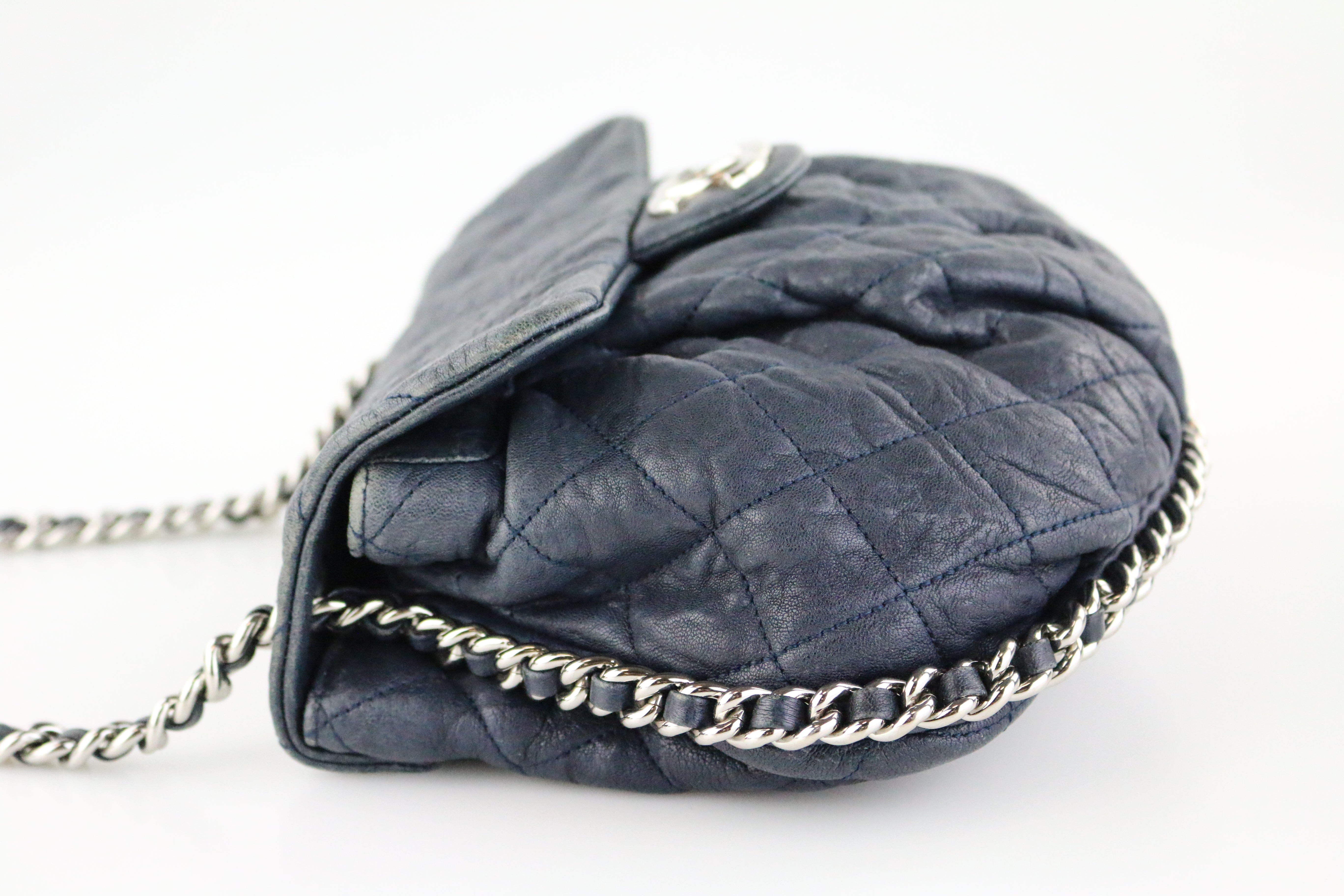 Chanel Chain Around Messenger Calfskin Crossbody Bag Navy Blue