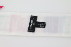 White/Multicolor Label Silk Bandeau Scarf