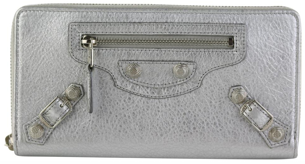 Silver Classic Continental Zip Around Wallet
